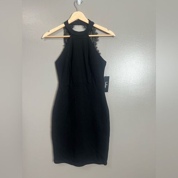 Lulus Endlessly Alluring Black Lace Bodycon Dress small Lbd cocktail mob wife - Picture 2 of 10